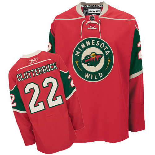 2012 New style Red NHL Minnesota Wild 22 Cal Clutterbuck Hockey Jersey